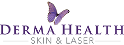 Derma Health Skin & Laser logo with a purple butterfly.